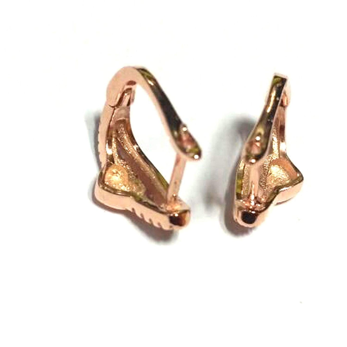 atjewels Round Cut White CZ 14k Rose Gold Over 925 Sterling Silver Heart Hoop Earrings For Girl's and Women's For MOTHER'S DAY SPECIAL OFFER - atjewels.in