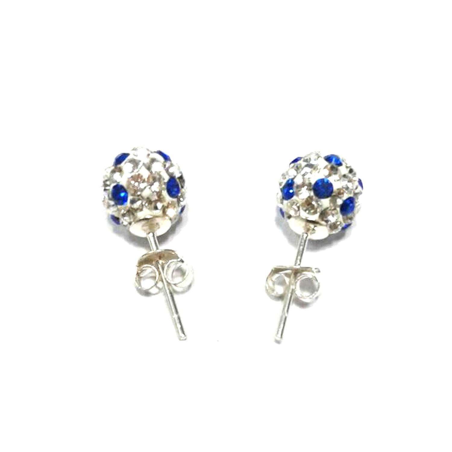 atjewels Round Cut Crystal Sterling Silver Pave Ball Stud Earrings, 8MM Crystal Fireball Disco Ball Earrings 1 Pair For Girl's and Women's Fancy Party Wear EarringsMOTHER'S DAY SPECIAL OFFER - atjewels.in