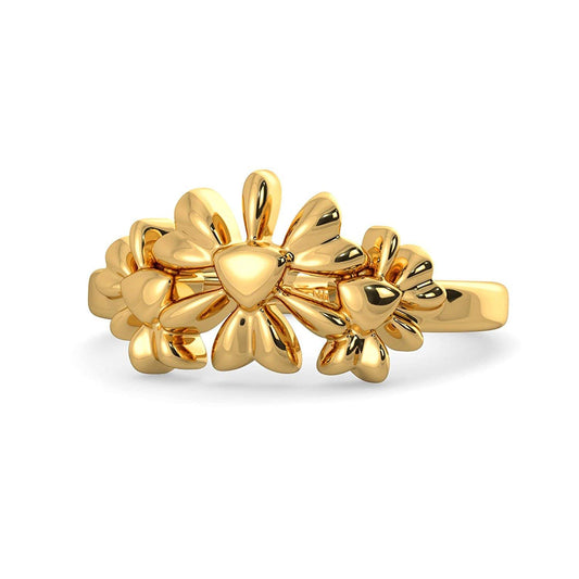 atjewels 14k Yellow Gold Over .925 Sterling Silver Three Flower Ring For Girl's and Women's For Navratri Special - atjewels.in