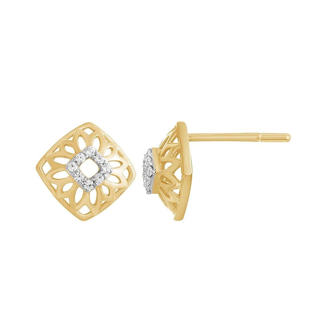 atjewels 14K Two Tone Gold Over 925 Sterling Silver Round White Zirconia Flower Stud Earrings MOTHER'S DAY SPECIAL OFFER - atjewels.in