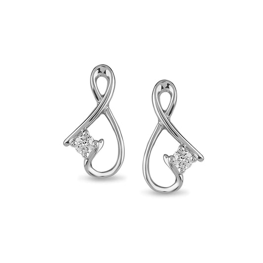 atjewels Infinity Stud Earrings in 14K White Gold Over 925 Sterling Silver Round White CZ For Women's MOTHER'S DAY SPECIAL OFFER - atjewels.in