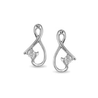 atjewels Infinity Stud Earrings in 14K White Gold Over 925 Sterling Silver Round White CZ For Women's MOTHER'S DAY SPECIAL OFFER - atjewels.in
