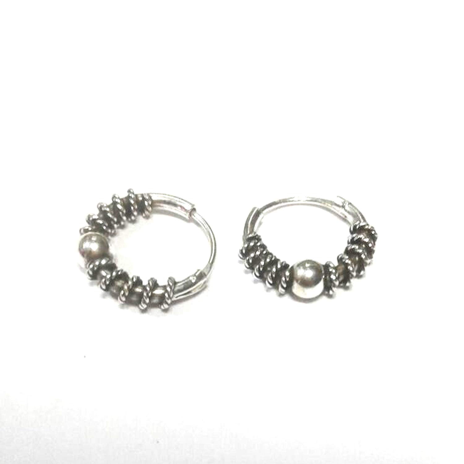 atjewels Oxidised .925 Sterling Silver Hoop Earrings For Girl's and Women's For MOTHER'S DAY SPECIAL OFFER - atjewels.in