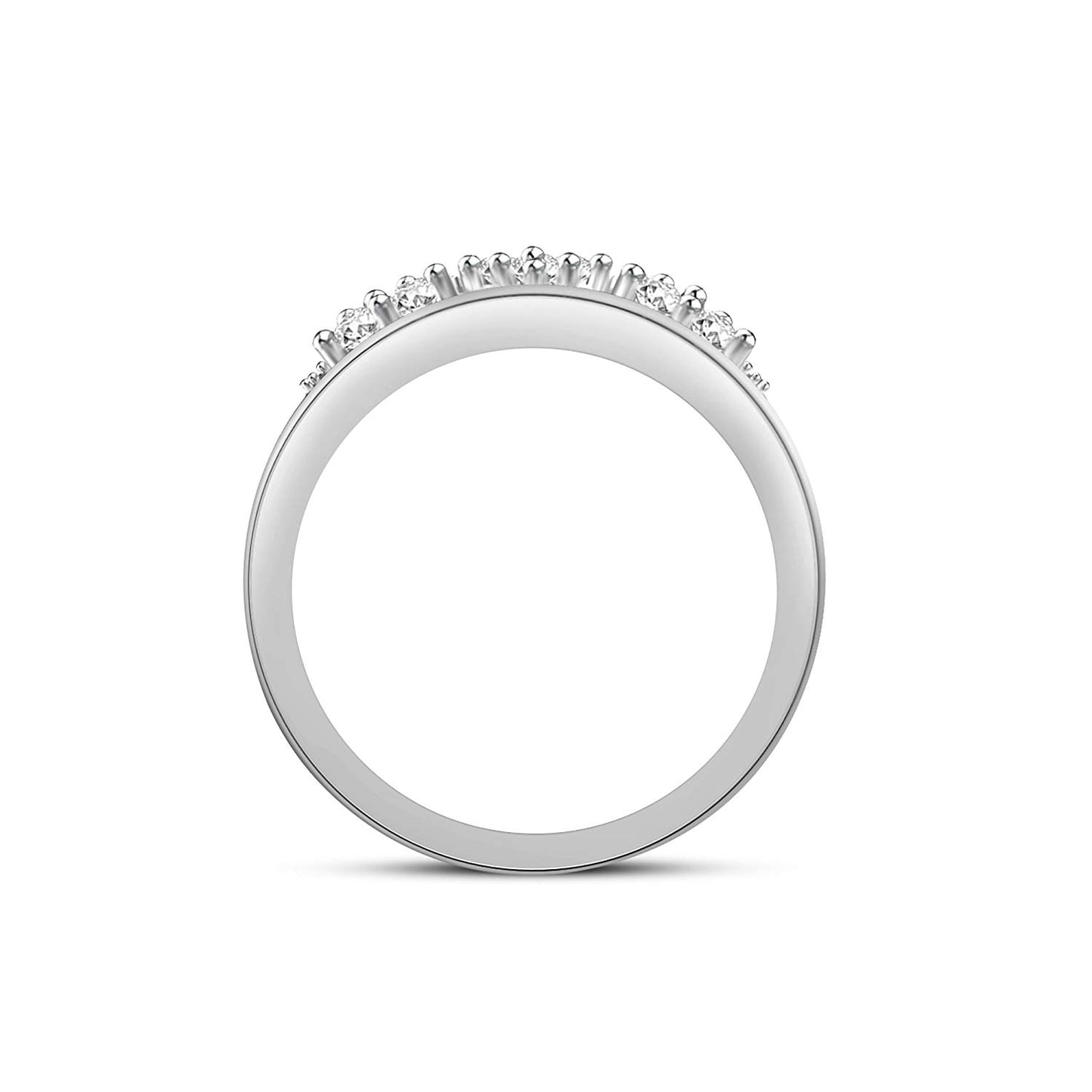 atjewels 14K White Gold Over 925 Sterling Silver Round Cubic Zirconia Wedding Band Ring MOTHER'S DAY SPECIAL OFFER - atjewels.in
