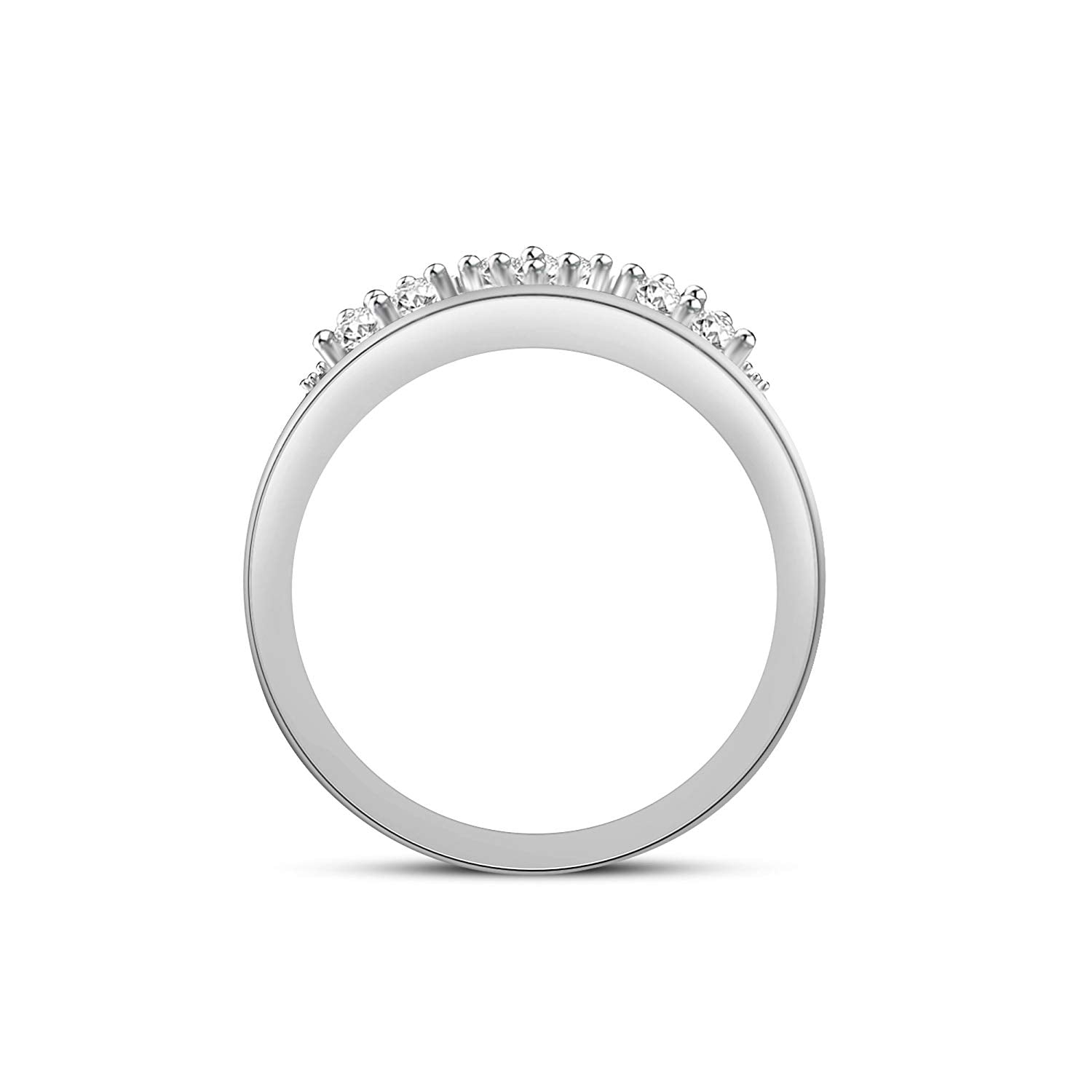 atjewels 14K White Gold Over 925 Sterling Silver Round Cubic Zirconia Wedding Band Ring MOTHER'S DAY SPECIAL OFFER - atjewels.in