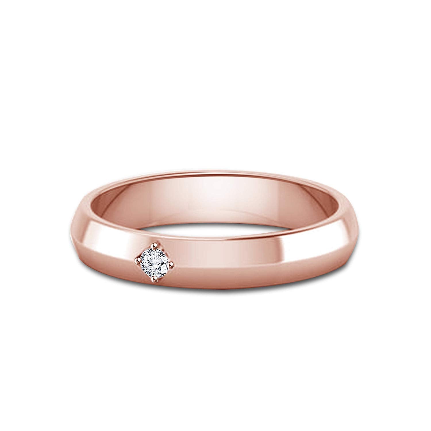 atjewels 14K Rose Gold Over 925 Silver Sterling Round White CZ Solitaire Engagement Ring - atjewels.in