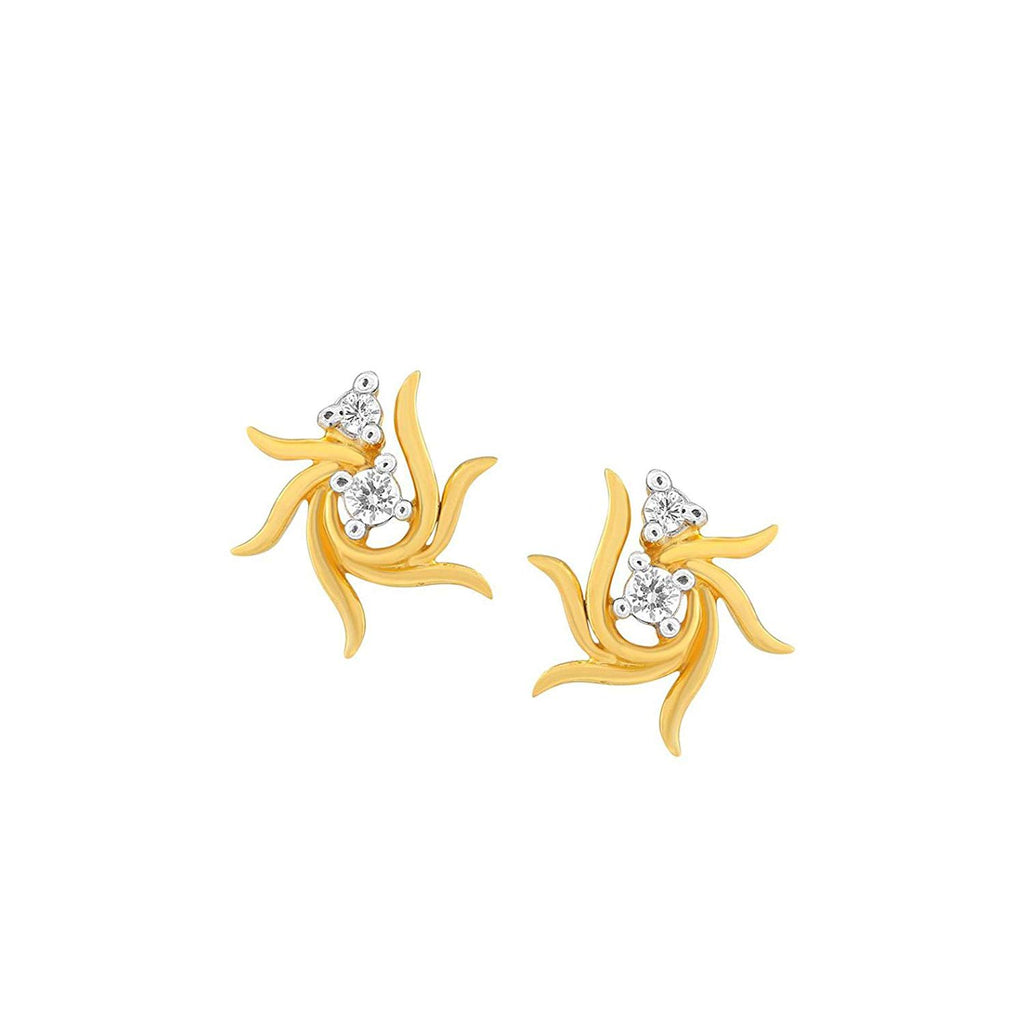 atjewels 14K Two Tone Gold Over .925 Sterling Silver Round White CZ Two Stone Fancy Stud Earrings MOTHER'S DAY SPECIAL OFFER - atjewels.in