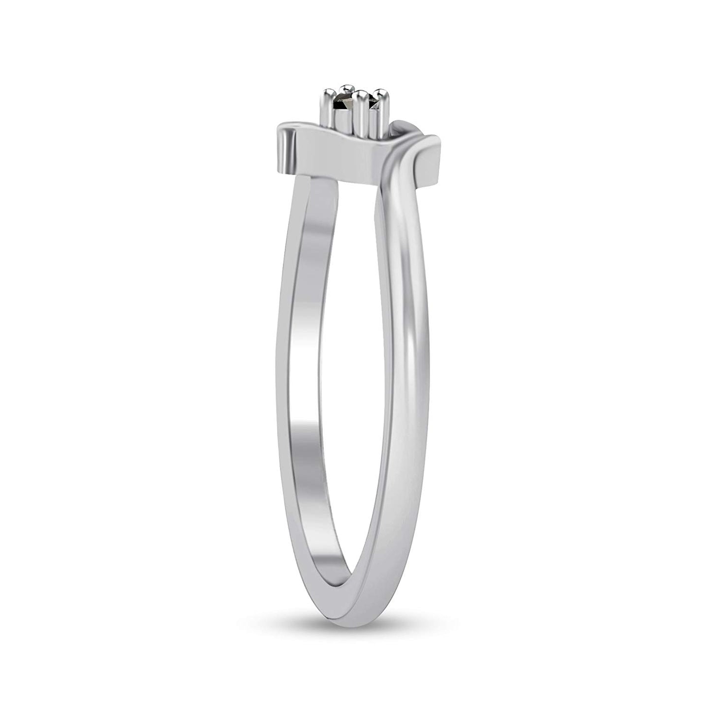 atjewels 925 Sterling Silver Round Black Cubic Zirconia Bypass Heart Ring MOTHER'S DAY SPECIAL OFFER - atjewels.in