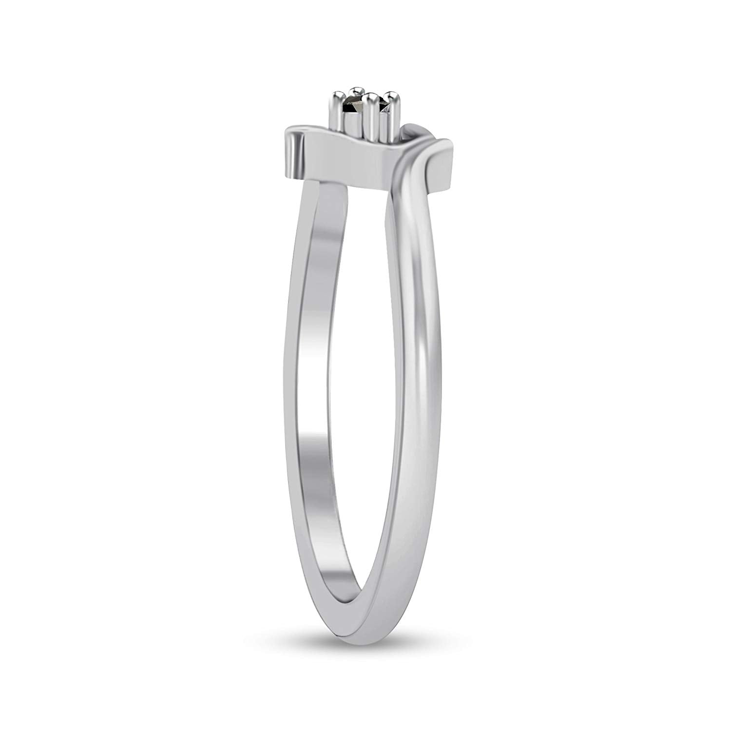 atjewels 925 Sterling Silver Round Black Cubic Zirconia Bypass Heart Ring MOTHER'S DAY SPECIAL OFFER - atjewels.in