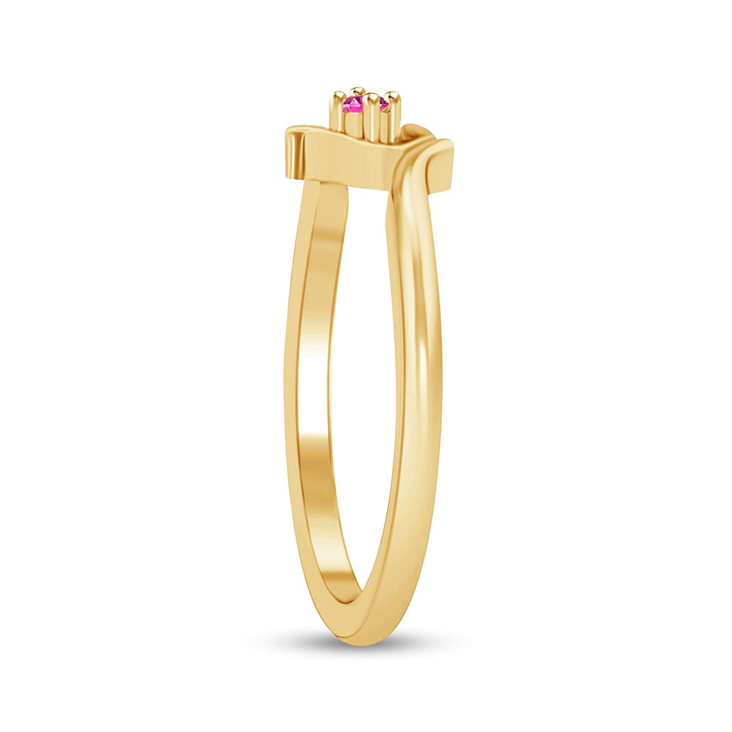 atjewels Yellow Gold on 925 Sterling Silver Pink Sapphire Solitaire Heart Ring MOTHER'S DAY SPECIAL OFFER - atjewels.in