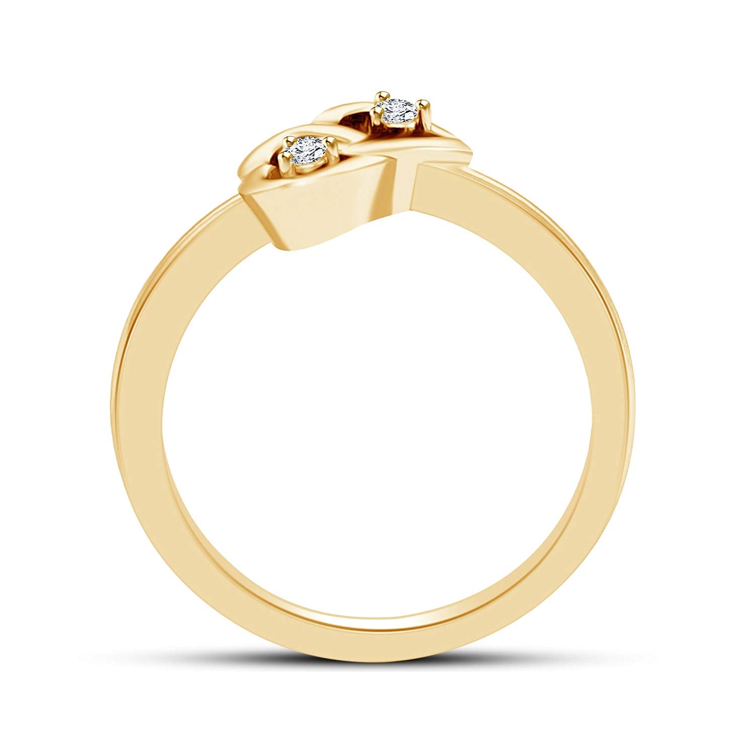 atjewels 14K Yellow Gold Over Sterling Round White CZ Cross Heart Ring Free Sizing MOTHER'S DAY SPECIAL OFFER - atjewels.in