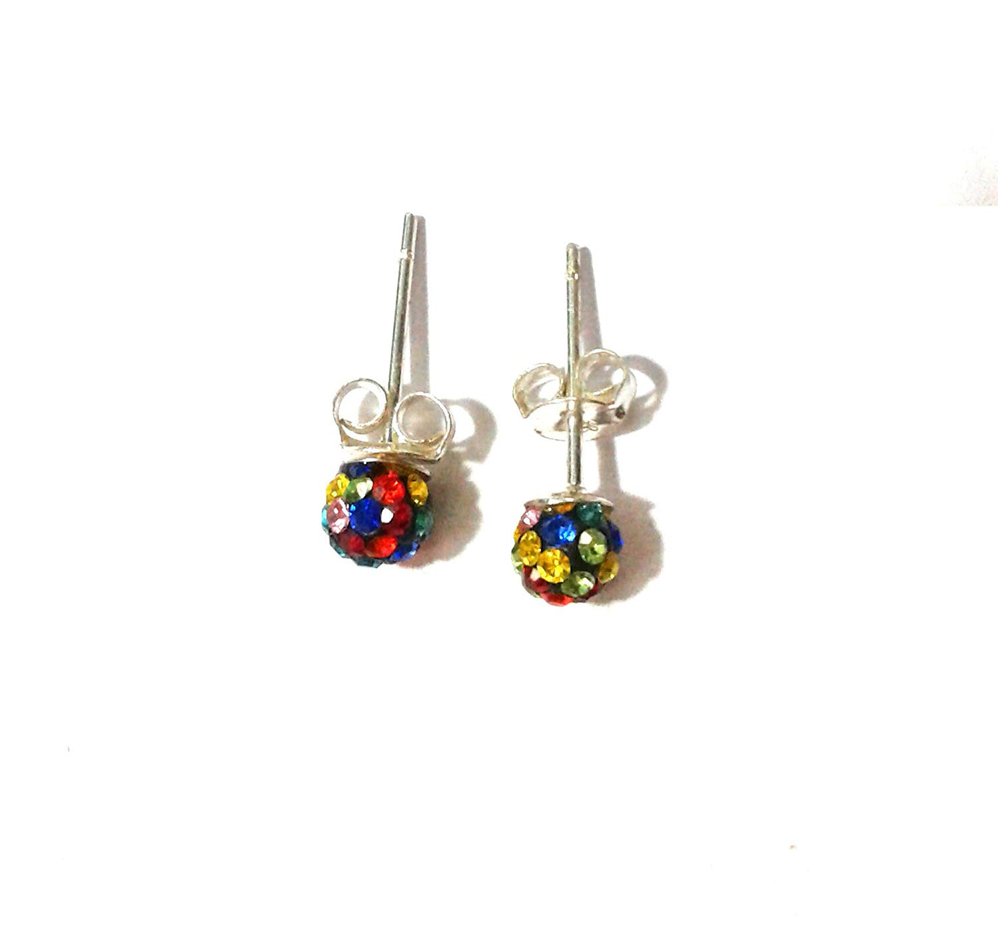 atjewels Round Cut Crystal Sterling Silver Pave Ball Stud Earrings, Crystal Fireball Disco Ball Earrings 1 Pair For Girl's and Women's Fancy Party Wear Earrings - atjewels.in