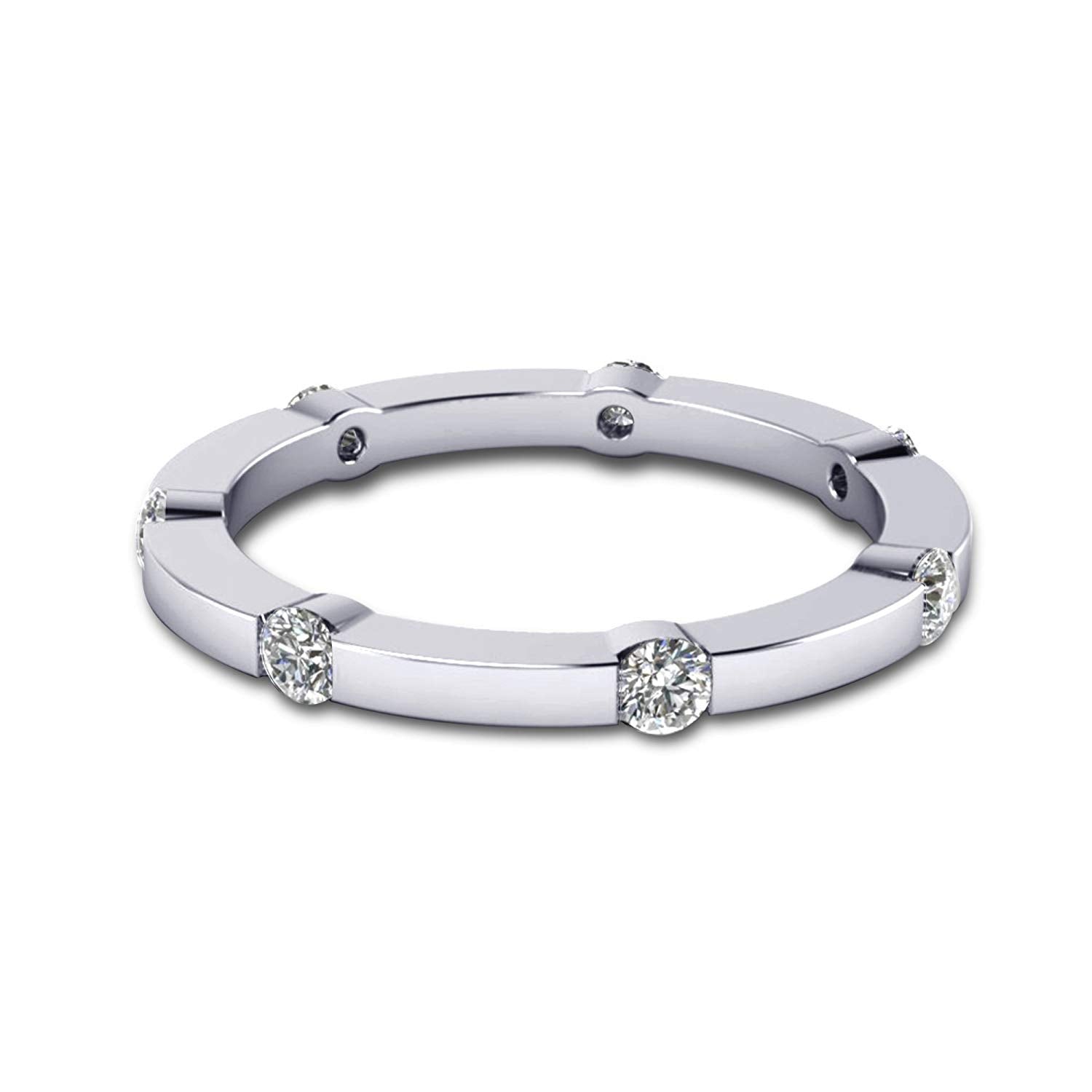 atjewels 18K White Gold Over 925 Sterling Silver Round White CZ Eternity Band Ring MOTHER'S DAY SPECIAL OFFER - atjewels.in