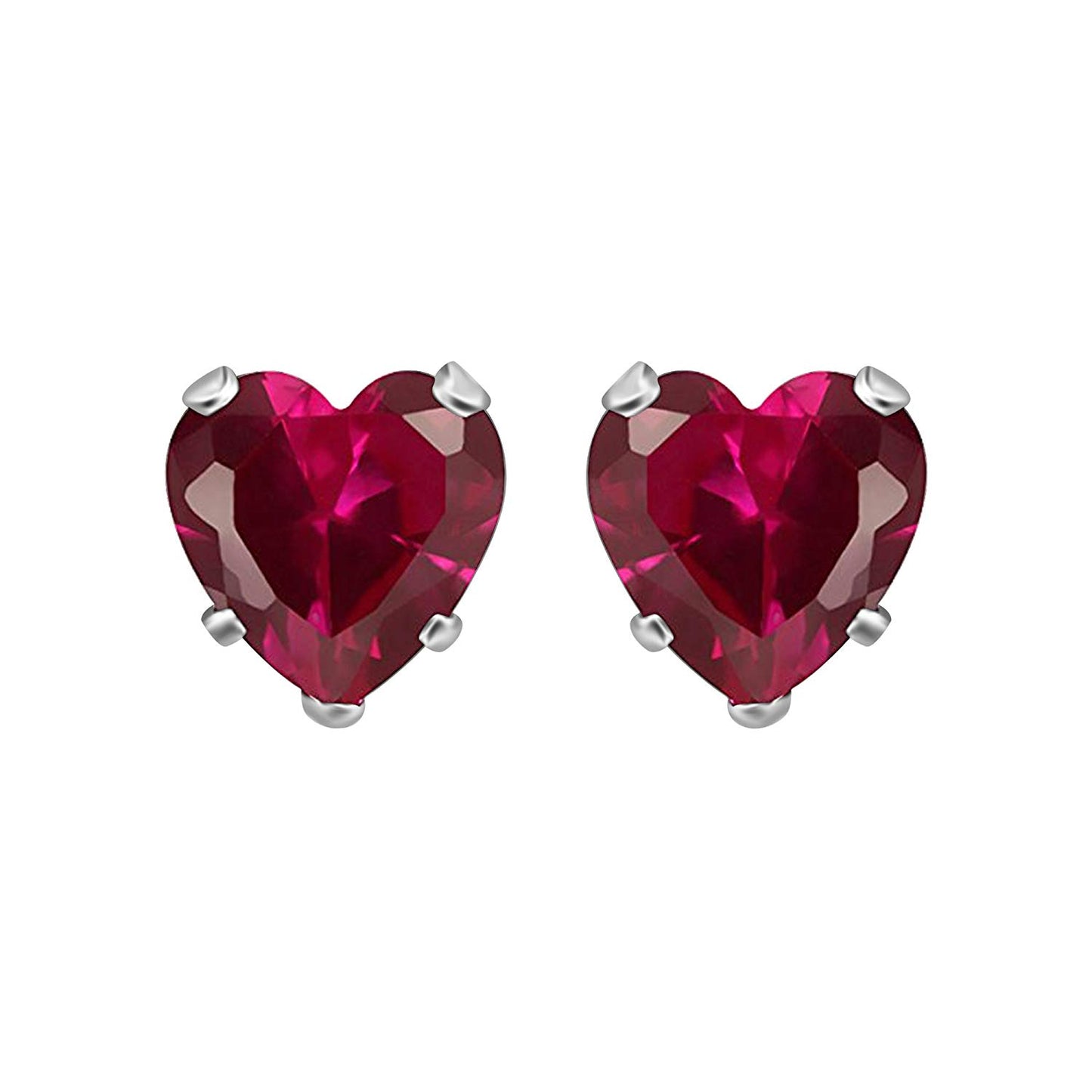 atjewels Heart-shaped Red Garnet 14k Yellow & Rose Gold Over 925 Silver Heart Earrings For Women's & Girl's Holi Festival Special Offers - atjewels.in