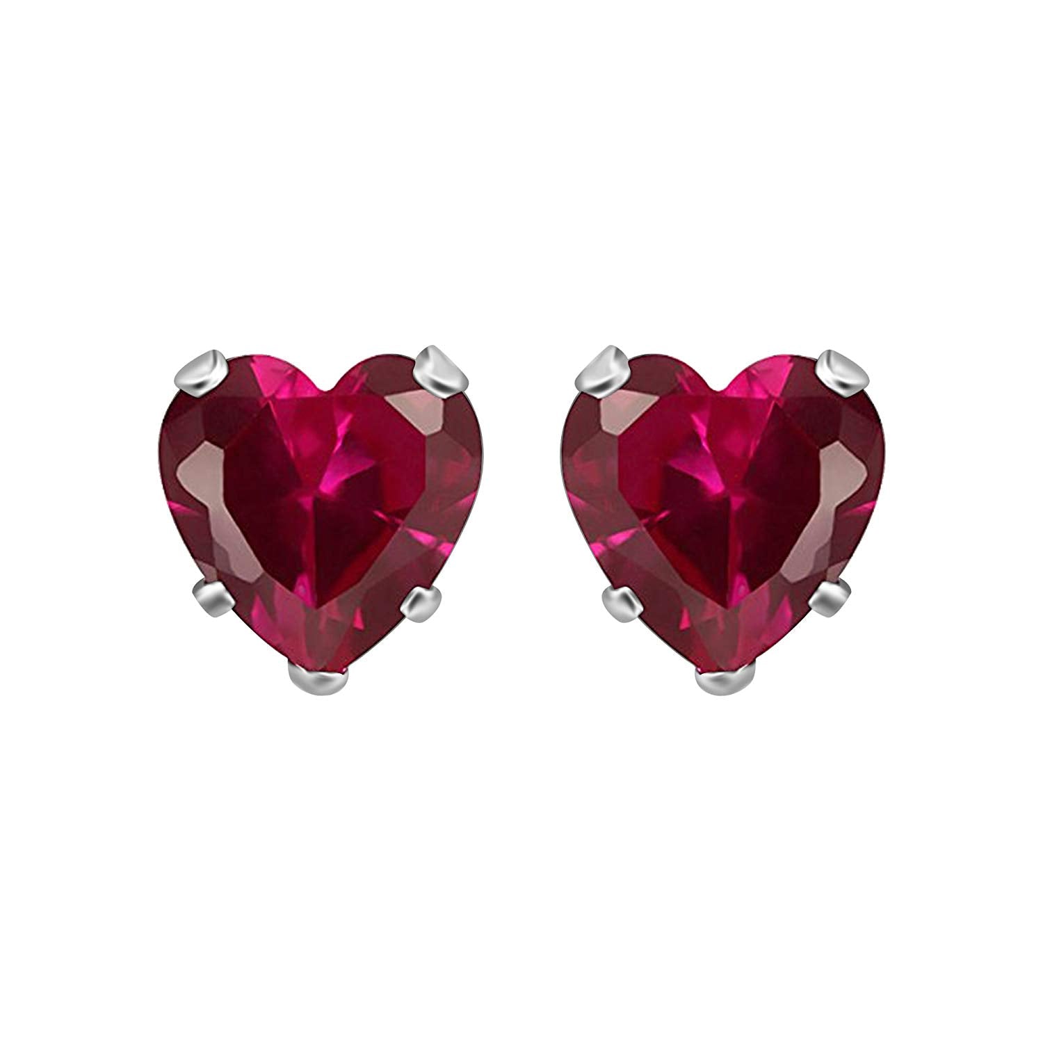 atjewels Heart-shaped Red Garnet 14k Yellow & Rose Gold Over 925 Silver Heart Earrings For Women's & Girl's Holi Festival Special Offers - atjewels.in