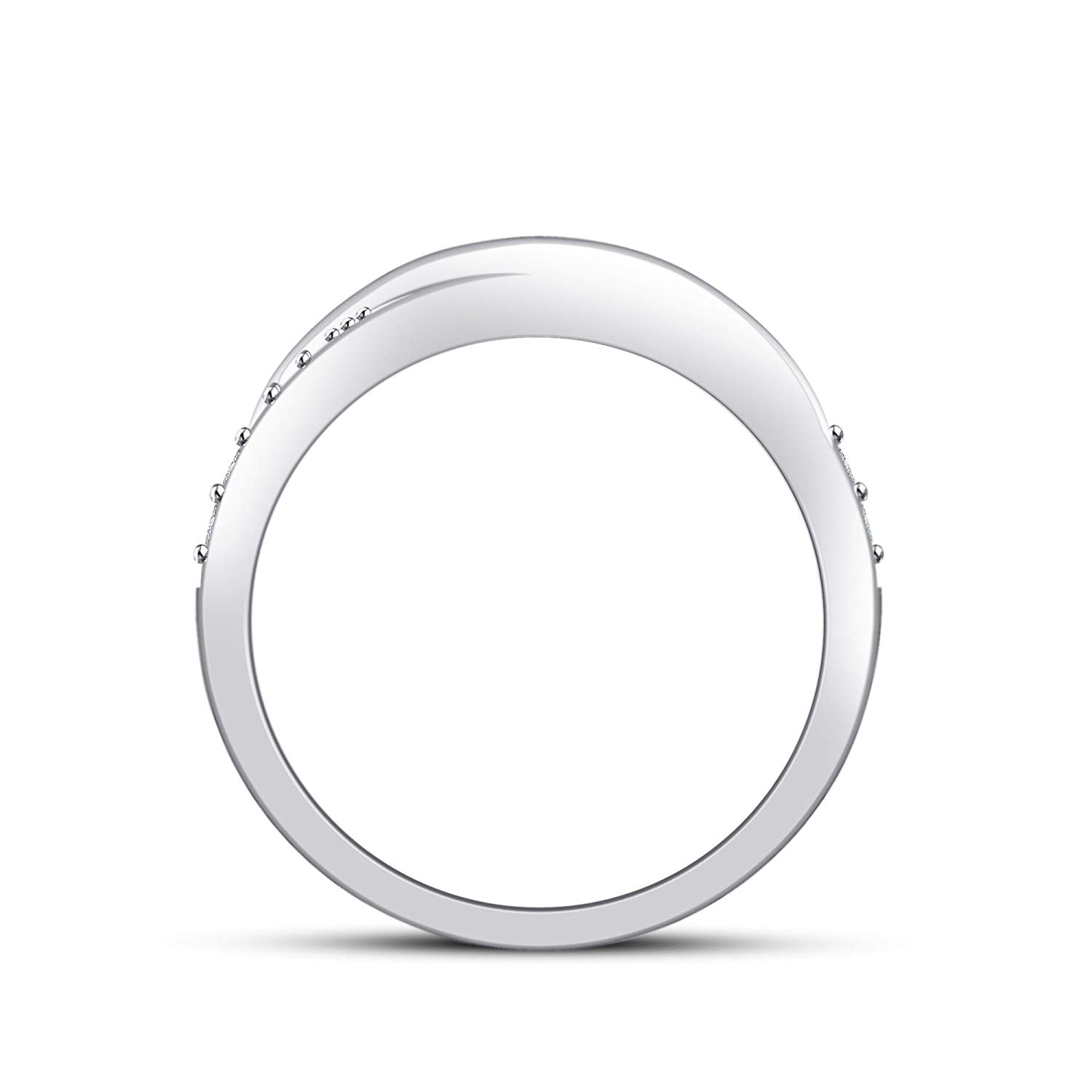 atjewels 14K White Gold Over 925 Sterling Silver Round White CZ Engagement Band Ring For Women's MOTHER'S DAY SPECIAL OFFER - atjewels.in