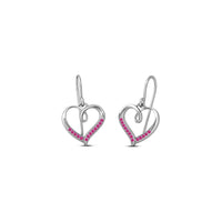 atjewels 14K White Gold Plated on 925 Silver Round Pink Sapphire Heart Hook Earrings MOTHER'S DAY SPECIAL OFFER - atjewels.in