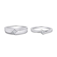 atjewels 14K White Gold Over 925 Silver Round White Zirconia Elegant Couple Ring MOTHER'S DAY SPECIAL OFFER - atjewels.in