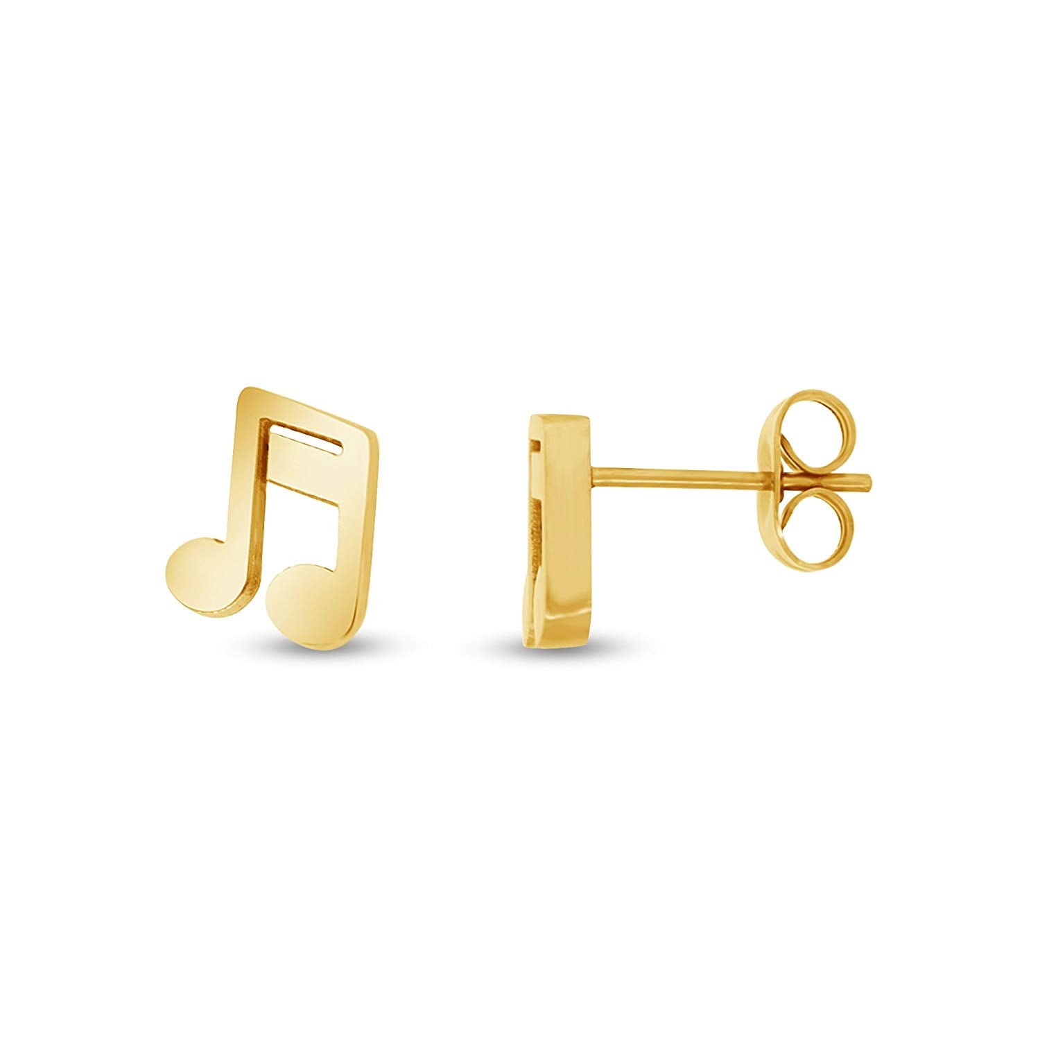 atjewels Lyrical Stud Earrings in 14K Yellow Gold Over 925 Sterling Silver For Women's MOTHER'S DAY SPECIAL OFFER - atjewels.in