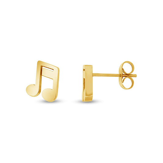 atjewels Lyrical Stud Earrings in 14K Yellow Gold Over 925 Sterling Silver For Women's MOTHER'S DAY SPECIAL OFFER - atjewels.in