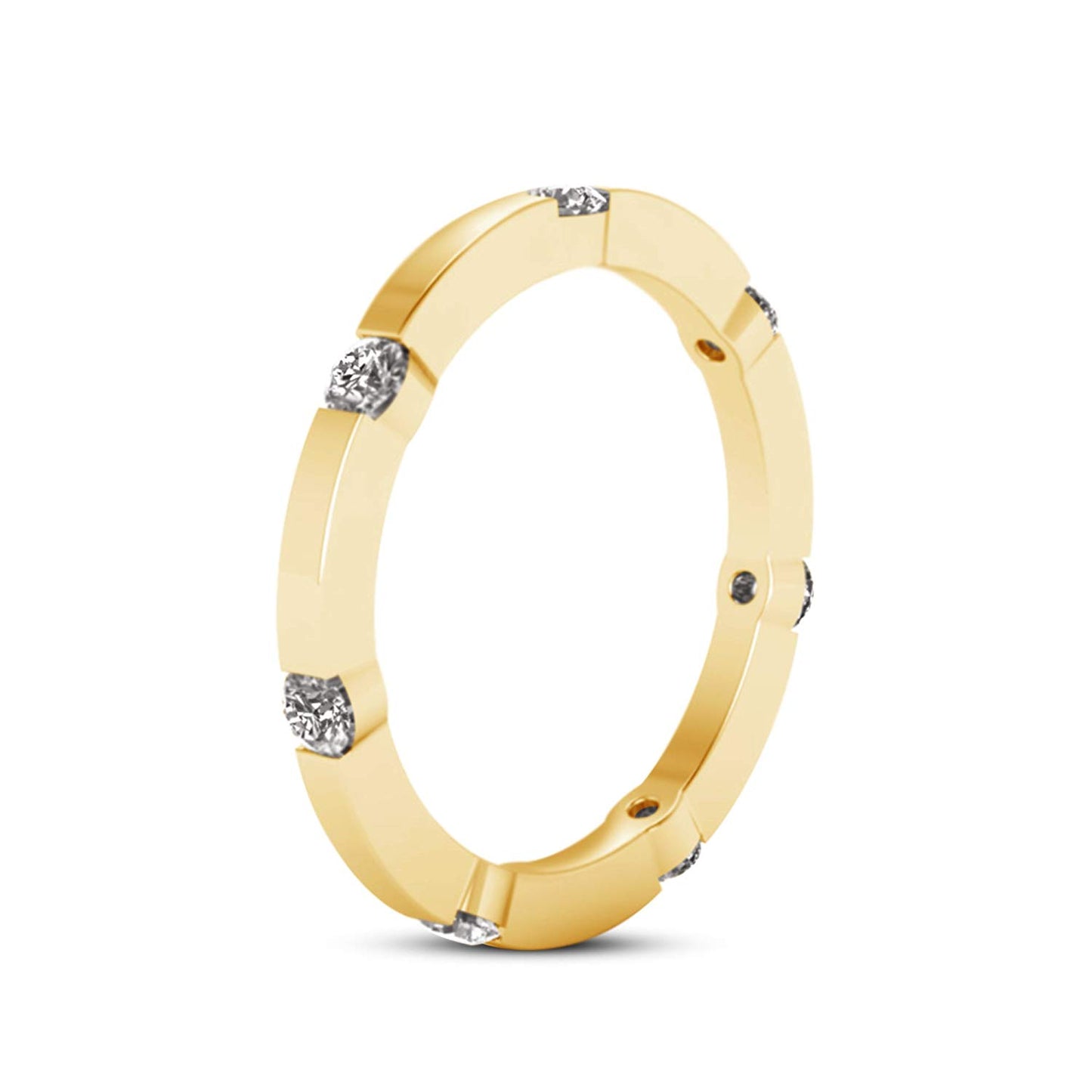 atjewels 18K Yellow Gold Over 925 Sterling Silver Round White CZ Eternity Band Ring MOTHER'S DAY SPECIAL OFFER - atjewels.in