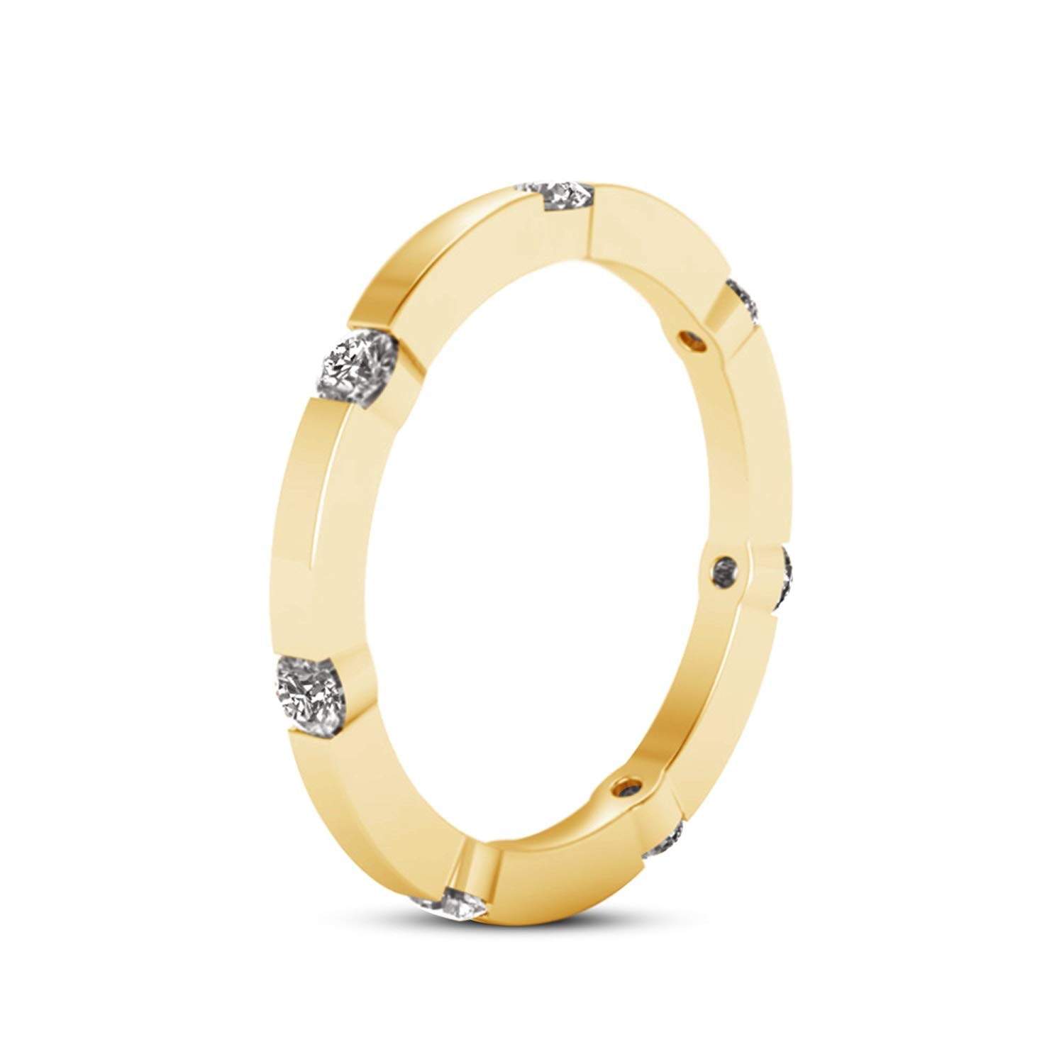 atjewels 18K Yellow Gold Over 925 Sterling Silver Round White CZ Eternity Band Ring MOTHER'S DAY SPECIAL OFFER - atjewels.in