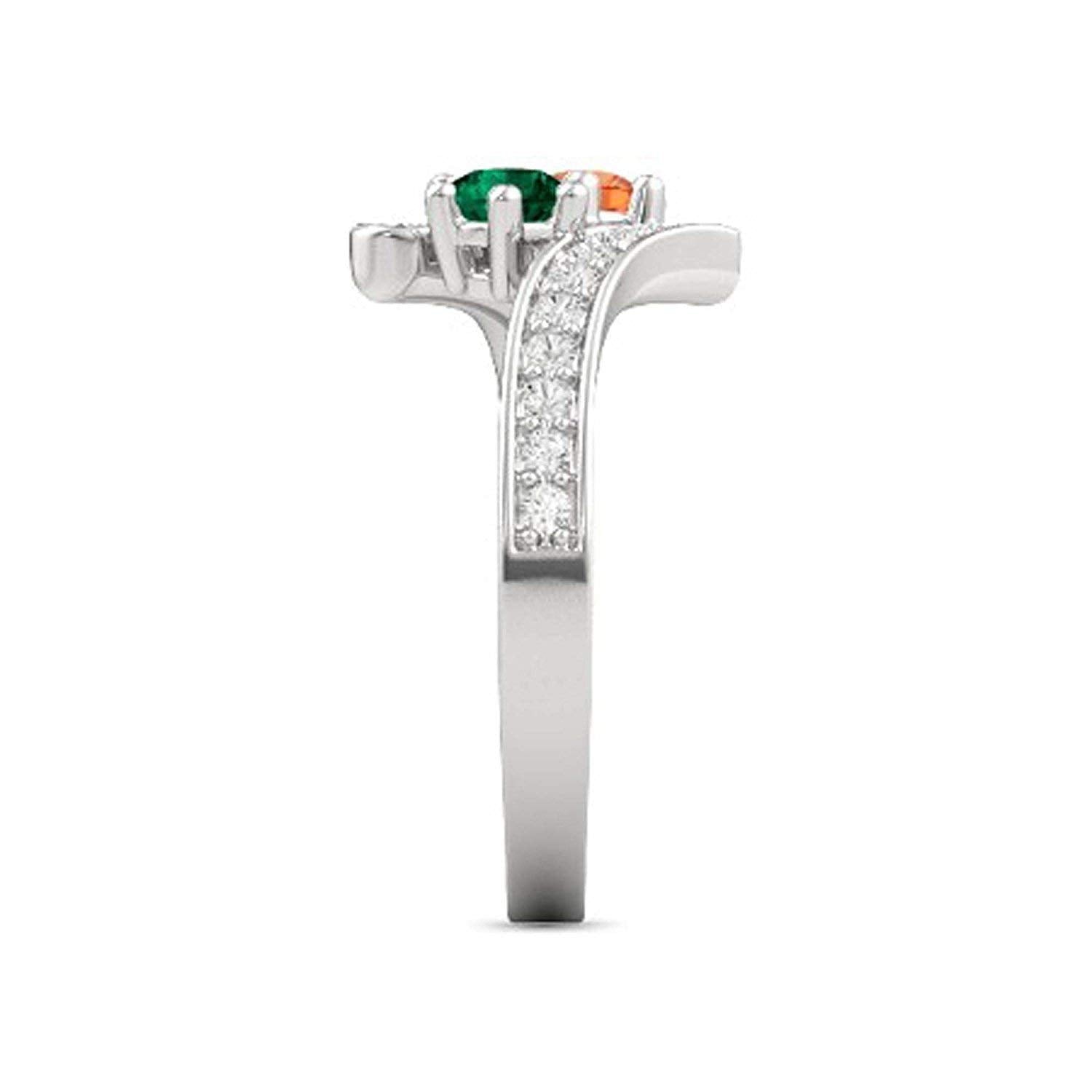atjewels Round Cut Orange Sapphire, Green Emerald & White CZ .925 Sterling Silver Bypass Ring For Women's and Girl's For Diwali Special - atjewels.in