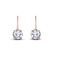 atjewels Rose Gold Plated 925 Sterling Silver Round White CZ Lever Back Dangle Earrings MOTHER'S DAY SPECIAL OFFER - atjewels.in