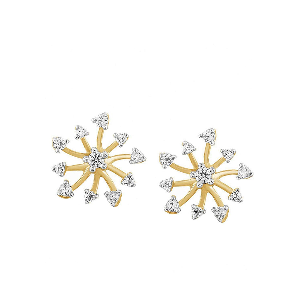 atjewels 14K Two Tone Gold Over 925 Sterling Silver Round White Zirconia Flower Stud Earrings MOTHER'S DAY SPECIAL OFFER - atjewels.in