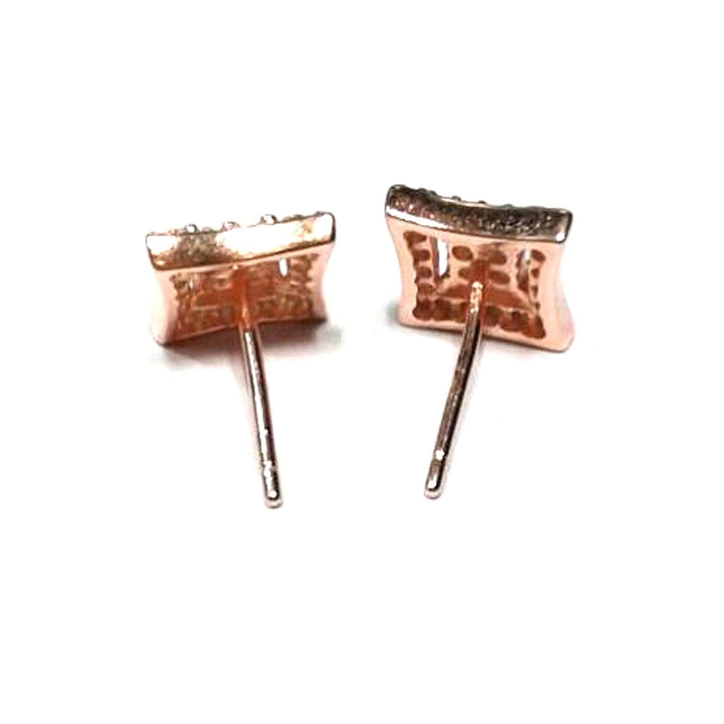 atjewels Round Cut White CZ 14k Rose Gold Over 925 Sterling Silver Square Stud Earrings For Girl's and Women's For MOTHER'S DAY SPECIAL OFFER - atjewels.in