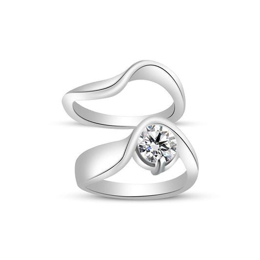 atjewels 14K White Gold Over Sterling Round White CZ Bridal Set Ring for Women's MOTHER'S DAY SPECIAL OFFER - atjewels.in