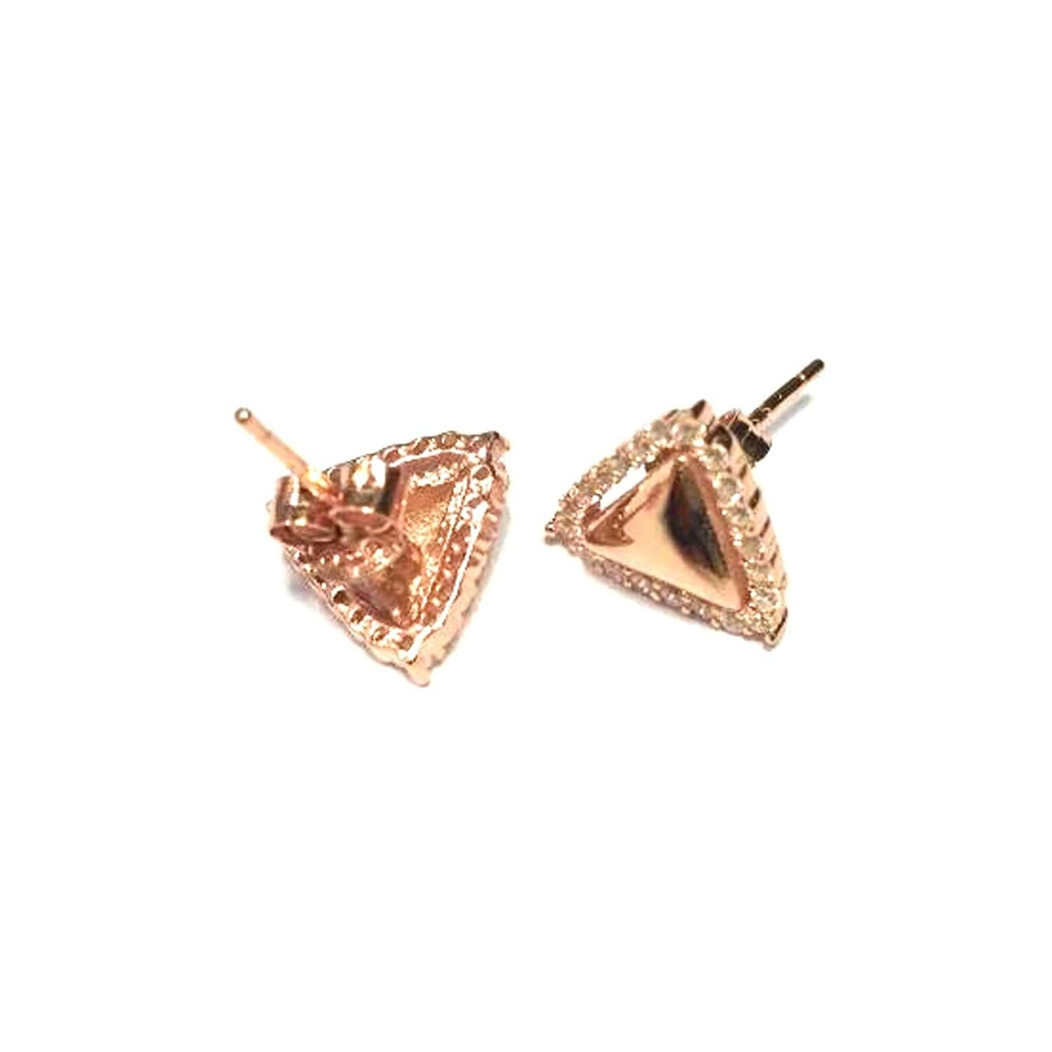 atjewels Round Cut White CZ 14k Rose Gold Over 925 Sterling Silver Stud Earrings For Girl's and Women's For MOTHER'S DAY SPECIAL OFFER - atjewels.in