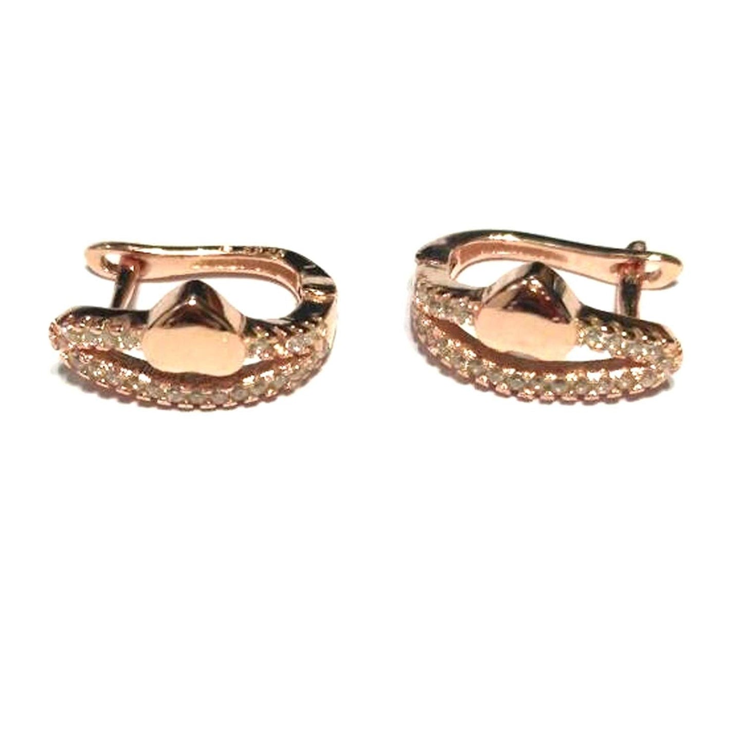 atjewels Round Cut White CZ 14k Rose Gold Over 925 Sterling Silver Heart Hoop Earrings For Girl's and Women's For MOTHER'S DAY SPECIAL OFFER - atjewels.in