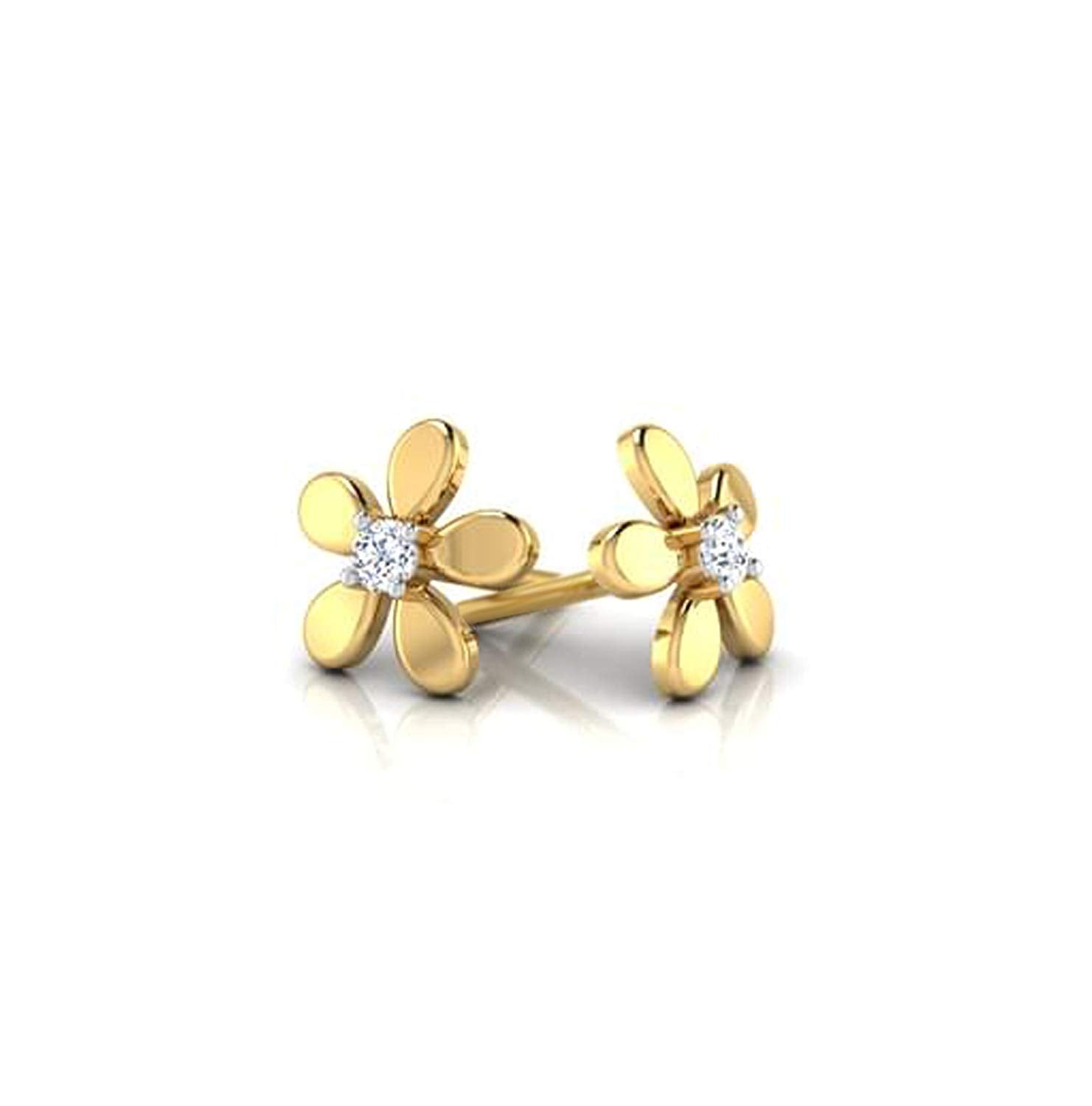atjewels Round White Cubic Zirconia 14K Yellow Gold Over 925 Sterling Silver 925 Flower Stud Earrings MOTHER'S DAY SPECIAL OFFER - atjewels.in