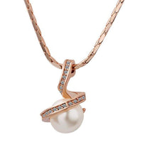 atjewels 14K Rose Gold Plated .925 Sterling Silver Round Cut White Cubic Zirconia & Pearl Drop Jewelry Set - atjewels.in