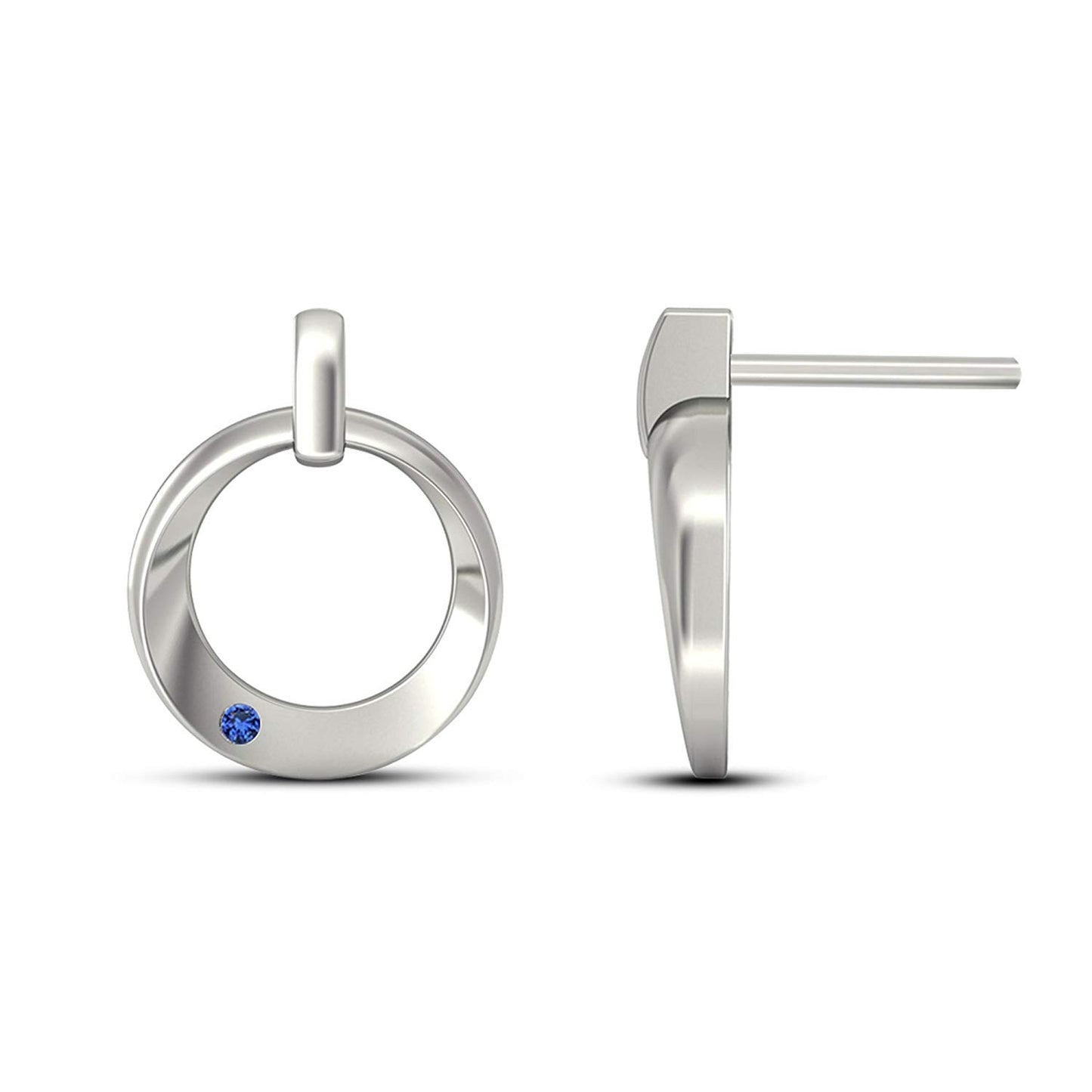 atjewels Round Blue Sapphire 14K White Gold Plated on 925 Silver Dewy Iren Earrings MOTHER'S DAY SPECIAL OFFER - atjewels.in