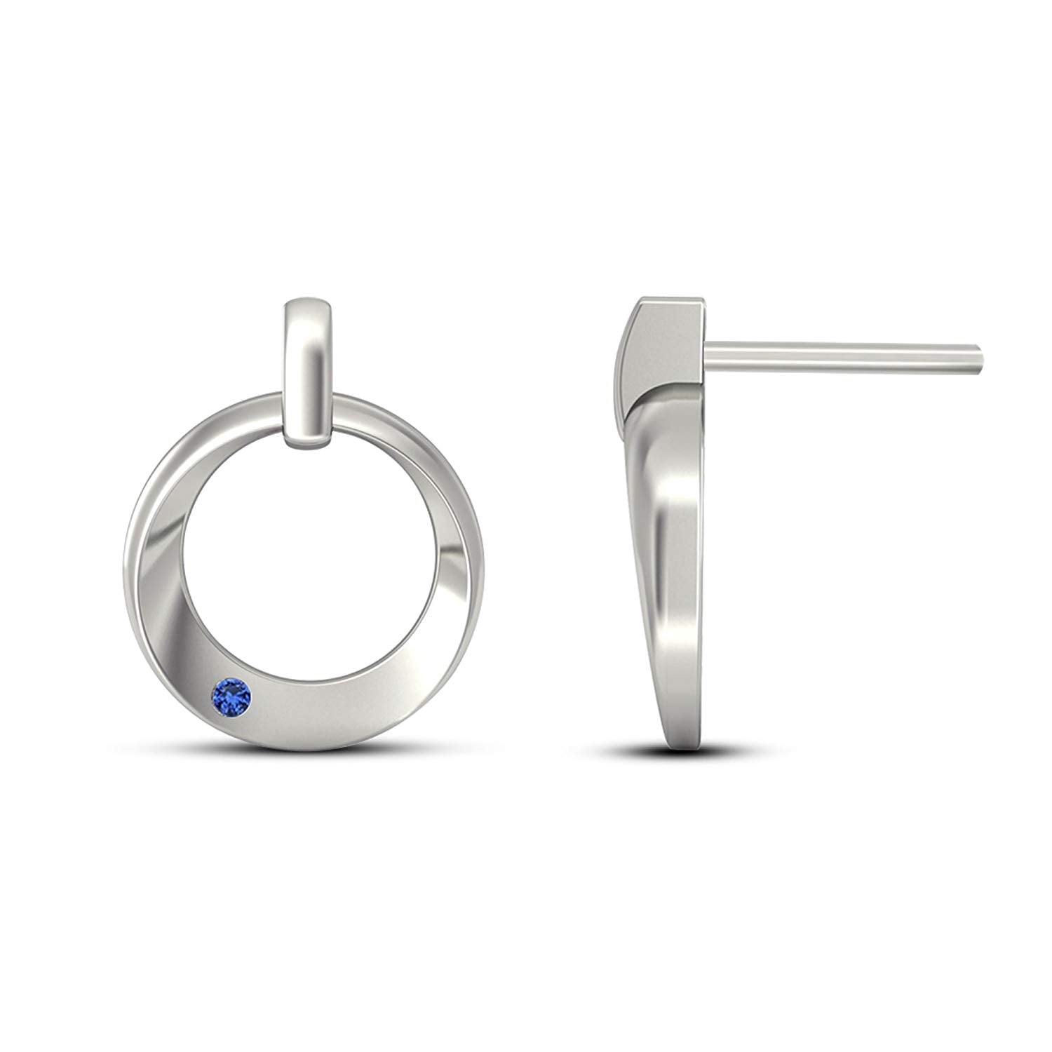 atjewels Round Blue Sapphire 14K White Gold Plated on 925 Silver Dewy Iren Earrings MOTHER'S DAY SPECIAL OFFER - atjewels.in