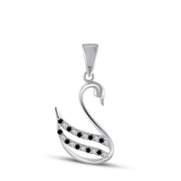 atjewels 14K White Gold Over 925 Sterling Silver Round White & Black Zirconia Swan Pendant Without Chain MOTHER'S DAY SPECIAL OFFER - atjewels.in