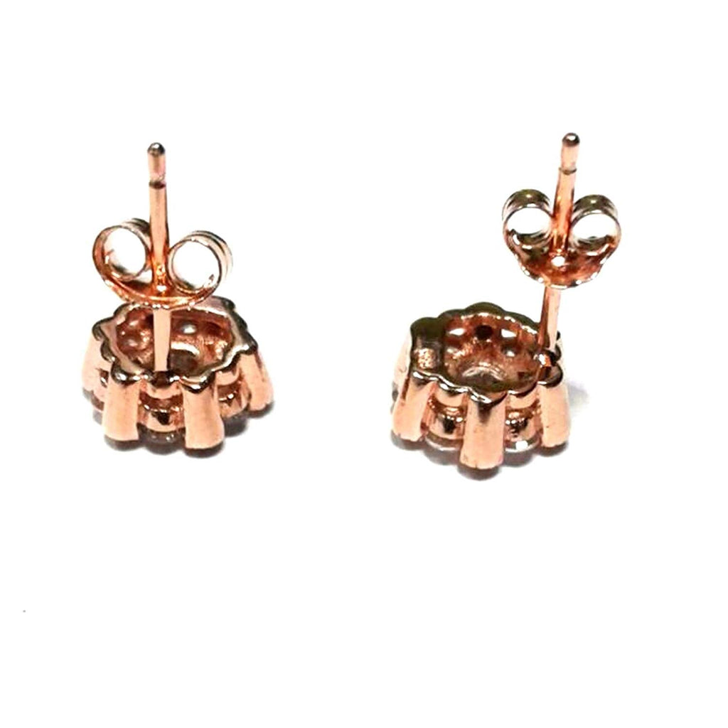 atjewels Round Cut White CZ 14k Rose Gold Over 925 Sterling Silver Flower Stud Earrings For Girl's and Women's For MOTHER'S DAY SPECIAL OFFER - atjewels.in