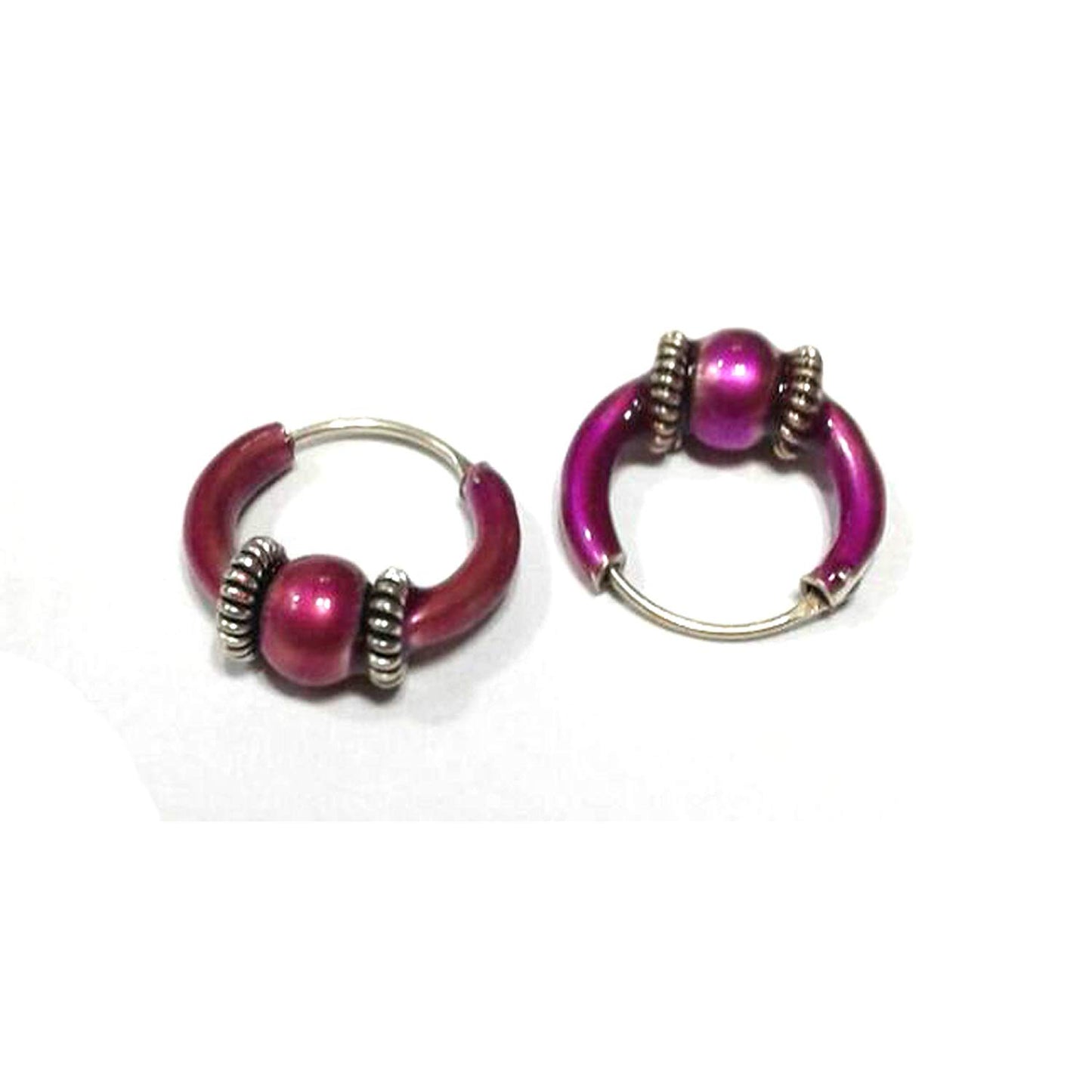 atjewels 925 Sterling Silver With Purple Color Enamel Hoop Earrings For Kid's & Women's MOTHER'S DAY SPECIAL OFFER - atjewels.in