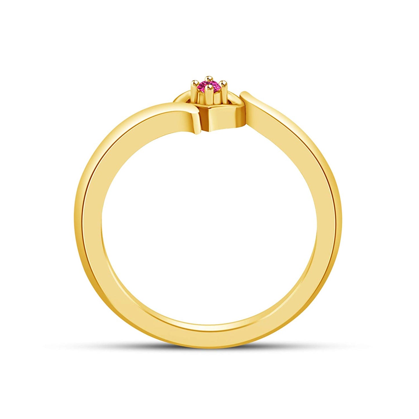 atjewels Yellow Gold on 925 Sterling Silver Pink Sapphire Solitaire Heart Ring MOTHER'S DAY SPECIAL OFFER - atjewels.in