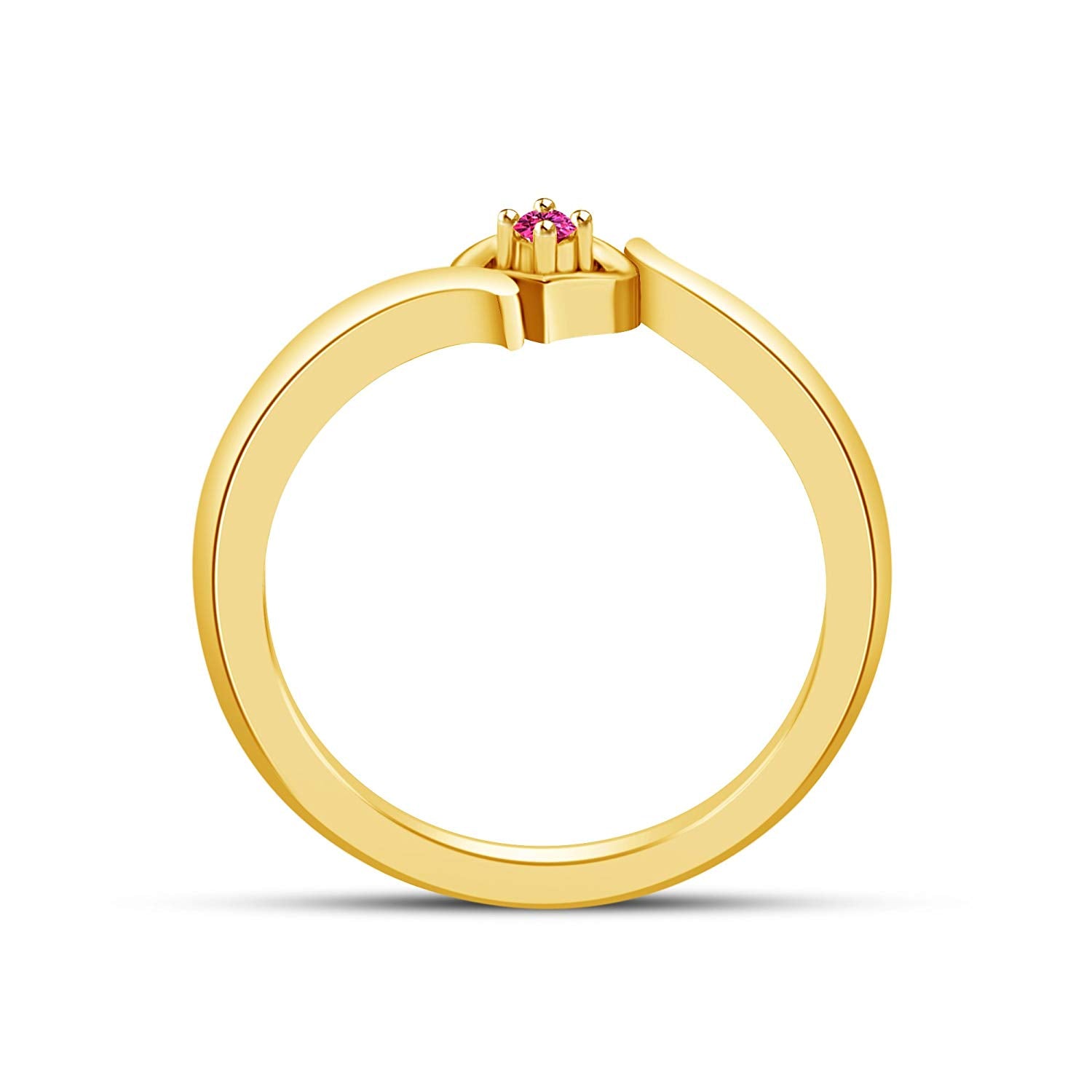 atjewels Yellow Gold on 925 Sterling Silver Pink Sapphire Solitaire Heart Ring MOTHER'S DAY SPECIAL OFFER - atjewels.in