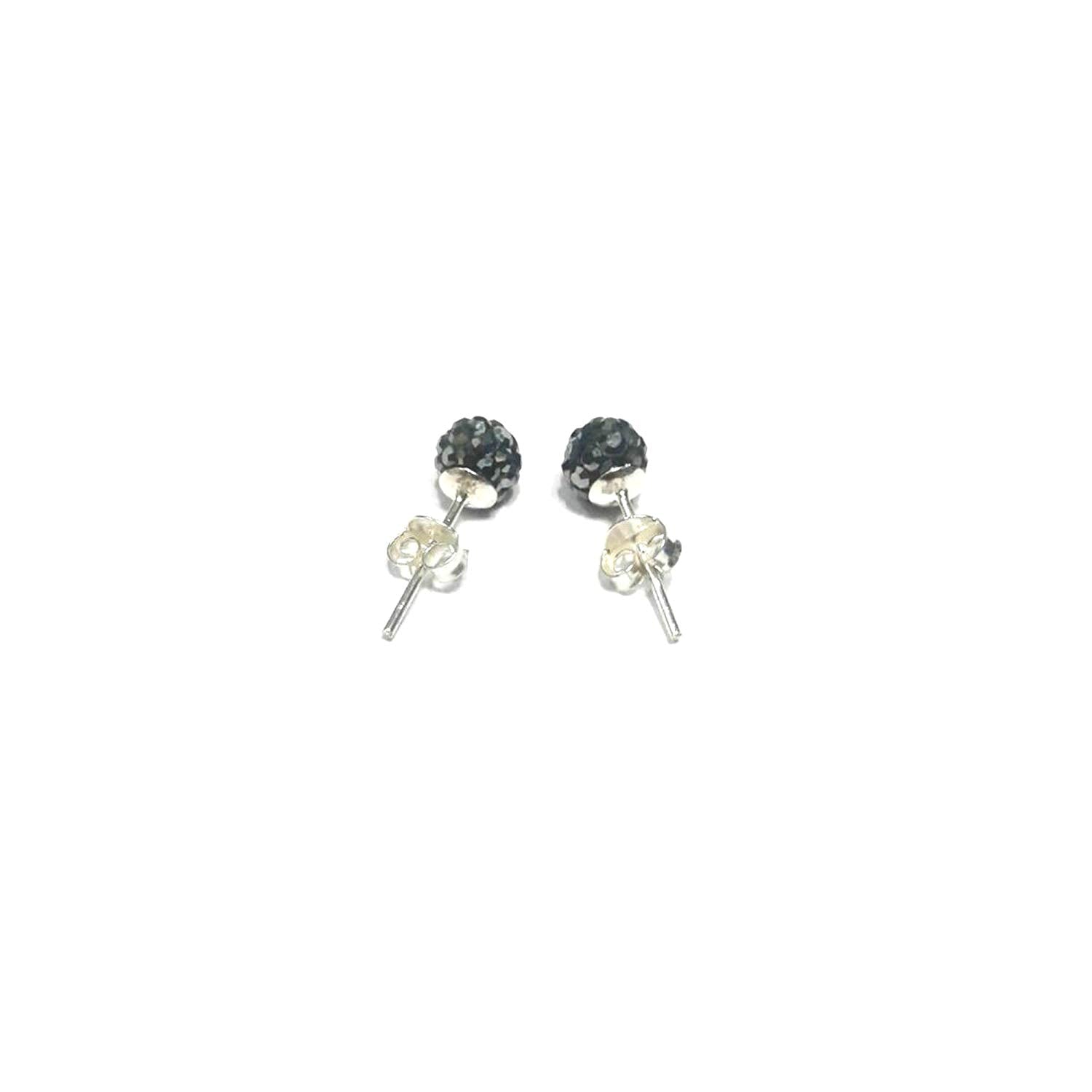 atjewels Round Cut Crystal Sterling Silver Pave Ball Stud Earrings, Crystal Fireball Disco Ball Earrings 1 Pair For Girl's and Women's Fancy Party Wear Earrings - atjewels.in