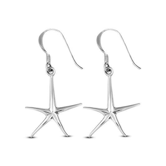 atjewels Star Dangle Earrings For Women/Girls in 18k White Gold Plated on 925 Sterling Silver MOTHER'S DAY SPECIAL OFFER - atjewels.in