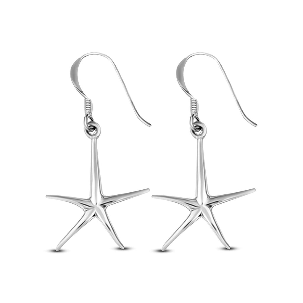 atjewels Star Dangle Earrings For Women/Girls in 18k White Gold Plated on 925 Sterling Silver MOTHER'S DAY SPECIAL OFFER - atjewels.in