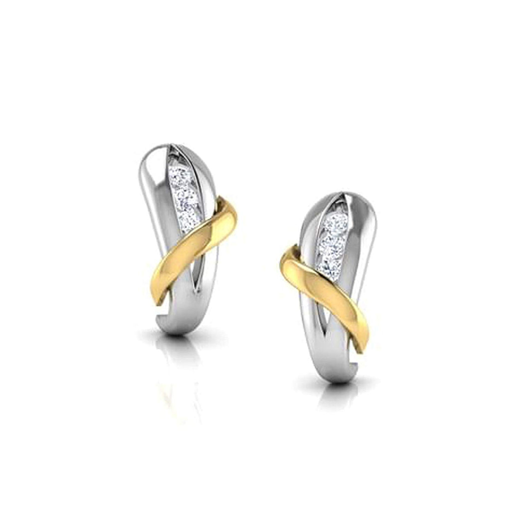 atjewels 14K Two tone Gold Over 925 Sterling Round White CZ Fancy Stud Earrings For Women's/Girl's MOTHER'S DAY SPECIAL OFFER - atjewels.in