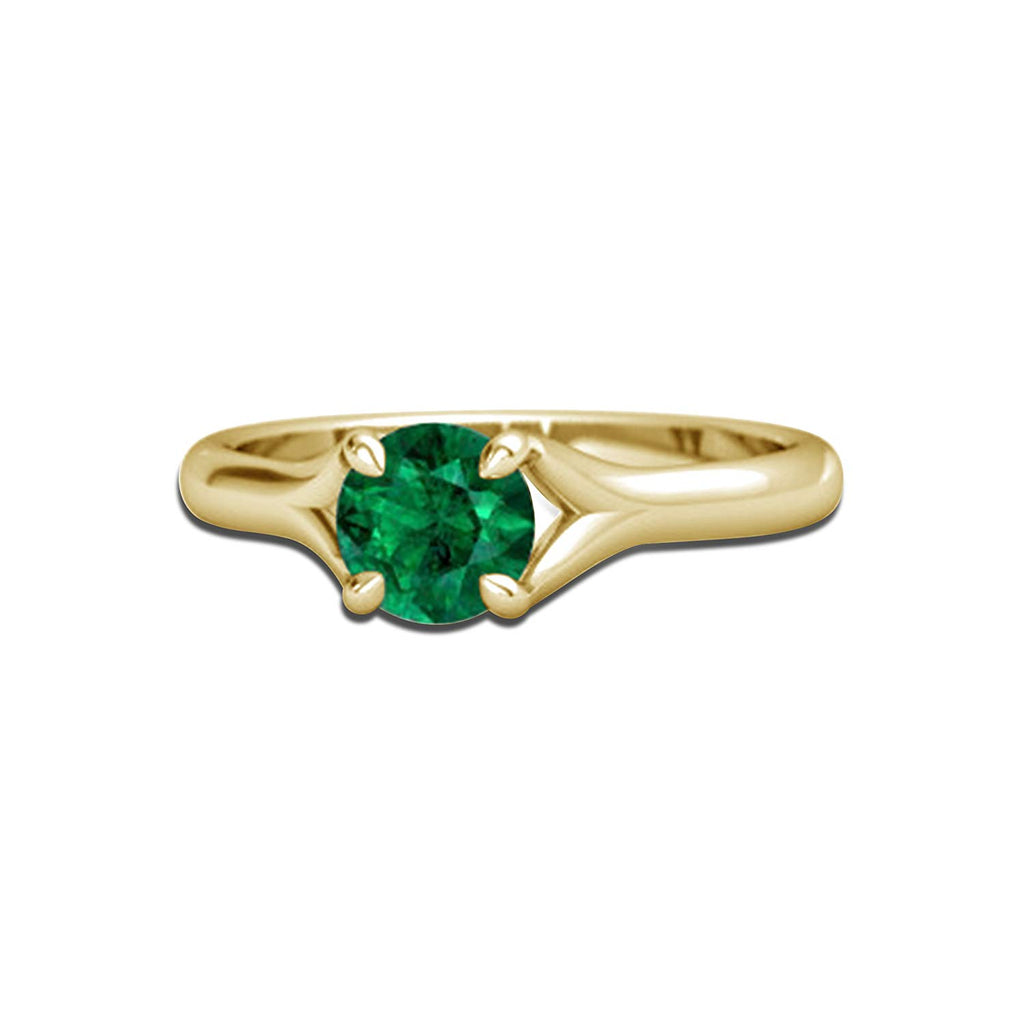 atjewels 14k Yellow Gold Over 925 Silver 0.63 Ct Round Emerald Engagement Ring Free Sizing For Women MOTHER'S DAY SPECIAL OFFER - atjewels.in