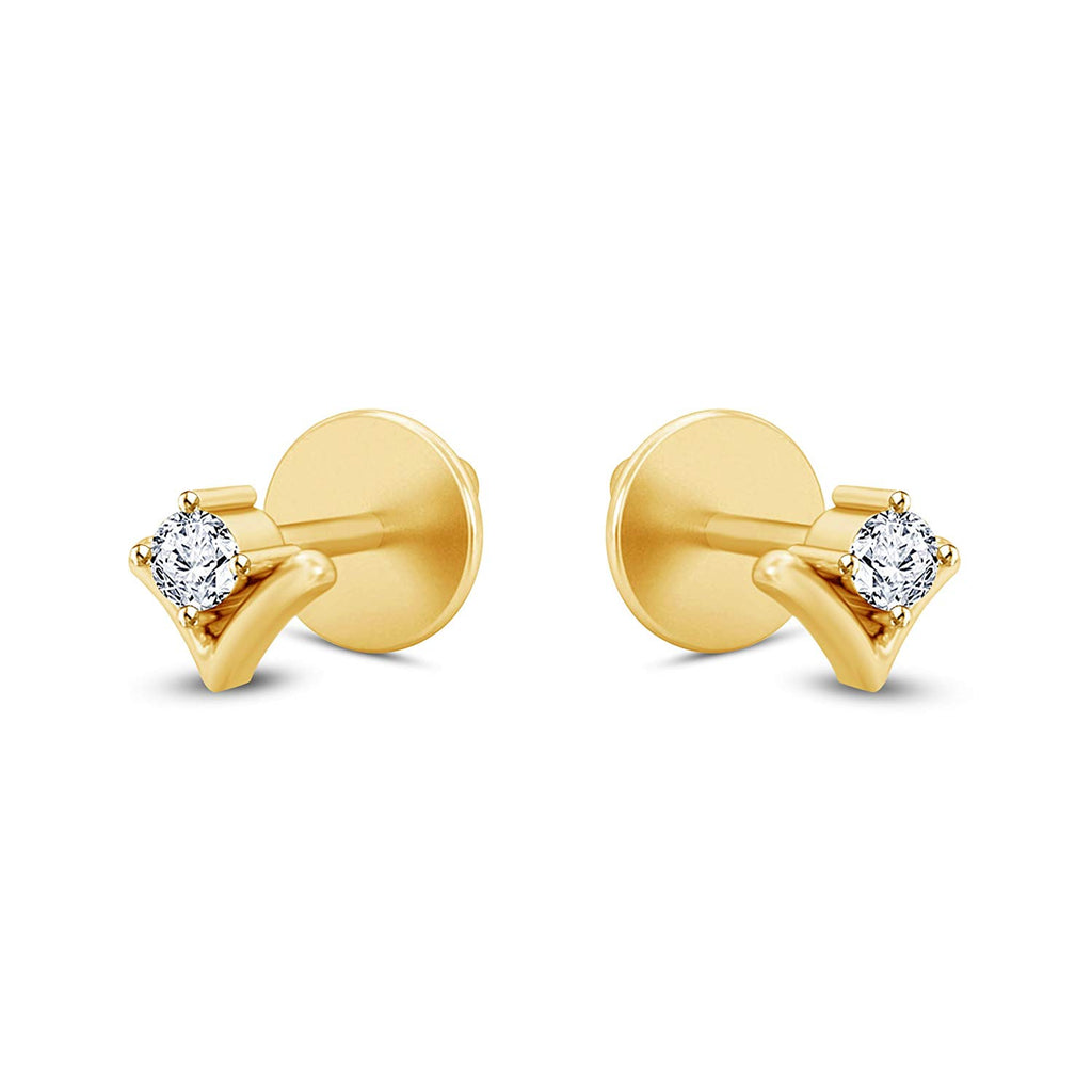 atjewels 18K Yellow Gold Over 925 Silver Round White CZ V Shaped Engagement Earrings MOTHER'S DAY SPECIAL OFFER - atjewels.in