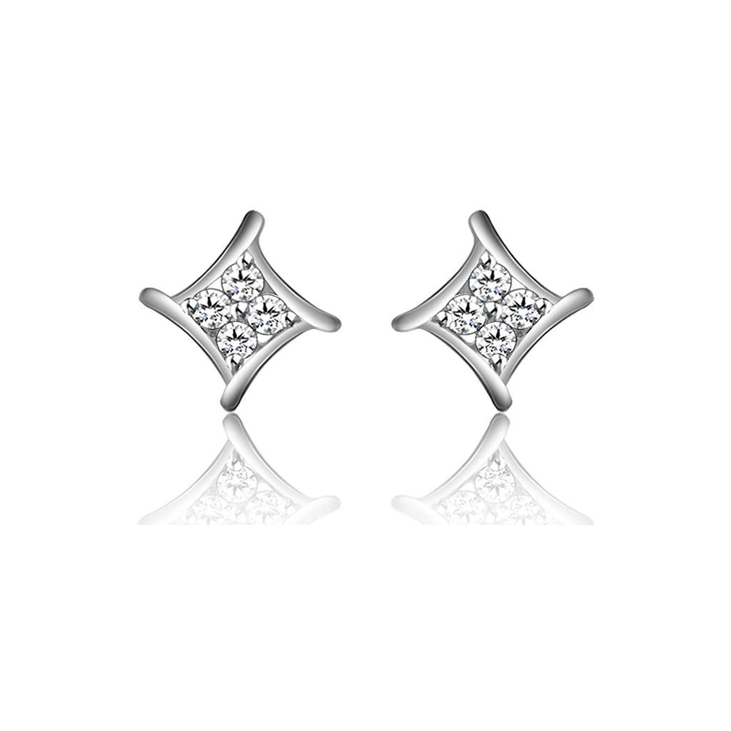 atjewels Stylish 18K White Gold Over Sterling Silver Round Cut White CZ Stud Earrings MOTHER'S DAY SPECIAL OFFER - atjewels.in