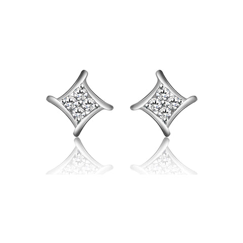 atjewels Stylish 18K White Gold Over Sterling Silver Round Cut White CZ Stud Earrings MOTHER'S DAY SPECIAL OFFER - atjewels.in